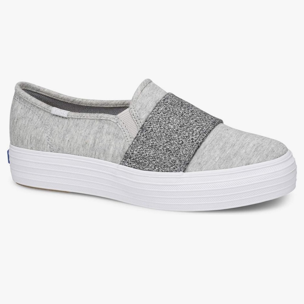 Keds women’s triple bandeau jersey slip on sneakers (gray) size 9.5